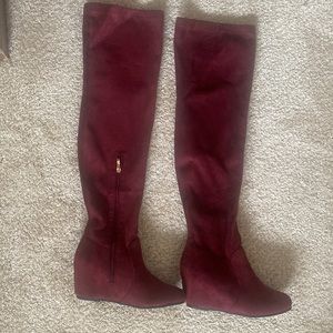 Mahogany knee high boots